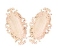 2 Pièces Applique Ovale en Bois Sculpté pour Meubles et Portes | Bois Khaki, Usage DIY et Intérieur, Facile à Peindre, Relief Élégant, Applique Décorative Polyvalente