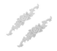 2 Pièces Applique Rose 3d en PVC Blanc, Décor Vintage | Souple, Repositionnable, Pose Facile, Relief Sculpté Fin, pour Projets DIY Maison, Cabinets et Commodes
