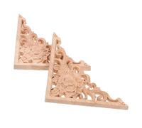 2 Pièces Appliques de Meubles en Bois Khaki Style Européen | Motifs Sculptés, Résistance à L’usure Chocs, pour Armoires et Miroirs, Décoration Murale ou Plafond