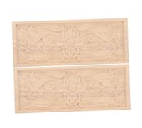 2 Pièces Appliques Décoratives en Bois Fleuries, Finition Brute