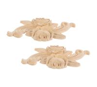 2 Pièces Appliques Décoratives en Bois Motif Rose | Décoration Murale en Bois, Finition Diy, Placement Polyvalent, Teinte Kaki, Lot de Deux Pièces
