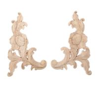 2 Pièces Appliques en Bois Sculpté Décoratives pour Meubles