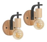 2 Pièces Appliques Murales Interieur Vintage, Lampe Murale en Bois, E27 Décoration Rétro Luminaire Interieur pour Chambre Salon