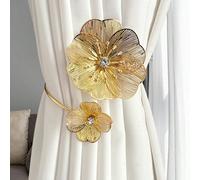 2 pièces Attache-rideaux en alliage doré en forme de fleur, clips décoratifs pour rideaux pour le salon, la chambre à coucher, la salle à manger, accessoires de décoration de fenêtre Papillon doré 2 p