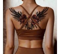 2 pièces Autocollants de tatouage temporaire à la mode et cool, tatouage de couple, faux tatouage noir, tatouage à usage unique, motifs d'aile, de rose, de fleur, imperméable, non réfléchissant, facil