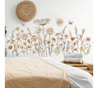 2 pièces Autocollants muraux décoratifs de style bohème avec grandes fleurs, pour décor de chambre, salon, en PVC, autocollants amovibles et réutilisables, pour décoration de chambre, articles de déco