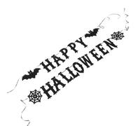 2 Pièces Bannière Joyeux Halloween Noir Guirlande de Chauve-souris | Facile à Suspendre, Motifs Chauve-souris et Toile D’araignée, Tissu Non Tissé Réutilisable