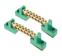 2 Pièces Barrette de Terre en Cuivre 6 Bornes pour Tableau Électrique | Fixation Murale, Base Isolante Robuste, Barre Épaisse, Raccordement Sécurisé, Circuits Multiples, 150 A Ca, 48 V Cc