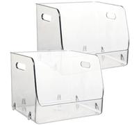 2 Pièces Boîte de Rangement de Bureau Petite Empilable Pet | Coiffeuse et Bureau, Poignées Pratiques, Nettoyage Facile, Usage Alimentaire ou Cosmétique, Format Compact