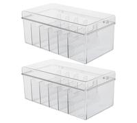 2 Pièces Boîte de Rangement en Acrylique Transparente avec | Compartiments Divisés, Ouverture Fluide, Pose Stable, pour Salon, Plan de Travail, Usage Quotidien