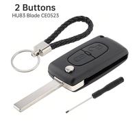 2 pièces Boîtier de remplacement pour télécommande de voiture avec boutons, convient pour Peugeot 207 307 308 407/Citroën C1 C2 C3 C4, livré avec porte-clés, tournevis, boîtier de utomobile durab