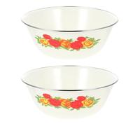 2 Pièces Bol Émaillé Rétro Profond, Bassin Alimentaire Vintage | Style Simple, Facile à Nettoyer, pour Conserver et Contenir des Aliments, Format Peu Encombrant