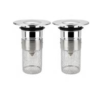 2 Pièces Bonde de lavabo pour vidage 34-40mm, Bouchon Lavabo Universel avec Filtre, Bonde Pop-Up pour Évier et Baignoire, Accessoire INOX pour Salle de Bain, Cuisine et Siphons de Sol