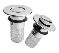 2 Pièces Bonde de Lavabo Universelle, Bouchon Lavabo Salle de Bain, Bouchon Baignoire Pop-Up, Filtre Evier Cuisine en Acier