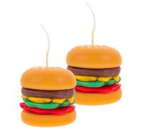 2 Pièces Bougie Parfumée Mini Hamburger, Décor Rustique | Forme Alimentaire Ludique, Finition Artisanale, pour Bureau, Maison et Photo, Présent Anniversaire Original