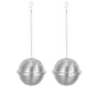 2 Pièces Boule à Épices en Acier Inoxydable, Maille Fine et Chaîne | Réutilisable, Passe au Lave-vaisselle, pour Thé et Cuisson, avec Crochet Allongé, Argenté
