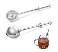 2 Pièces Boule a The Ensemble Siphon à Thé Inox 304 Longue Poignée Protection Contre la Chaleur Design Accroché Maison Bureau Indispensable Idéal pour Stocker Thés Herbes Thés aux Fruits Épices Boule