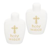 2 Pièces Bouteille de Prière Vide 60ml en Plastique PE Blanc Couvercle | Format Portable, Motif Croix Décoratif, pour Eau Bénite, Huiles Essentielles et Échantillons Cosmétiques au Quotidien
