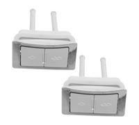 2 Pièces Bouton de Réservoir de Toilettes Rectangulaire | Installation Facile, Tige Allongée, Surface Texturée Antidérapante, Plastique Argenté, Compatible Plupart des Réservoirs
