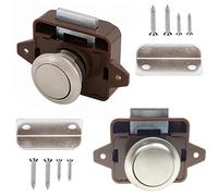 2 Pieces Bouton Poussoir Loquet, Loquet Porte Poignée, Verrouillage de Porte Poussoir, Sans clé Serrure de Meuble Fermoir Bouton de Porte de Placard pour Porte, Armoire, VR, Yacht