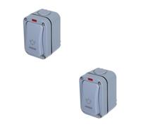 2 Pièces Bouton Poussoir Lumineux, Montage Mural Rectangulaire | Usage Chantier et Cour, Voyant Intégré, Installation Simple, Robustesse Extérieure, pour Contrôle D'accès