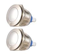 2 Pièces Bouton Poussoir Métallique Rond 19mm en Acier Inoxydable | Ip67, Commande Momentanée pour Circuits, Usage Extérieur, Compatible 5v 12v 24v 220v