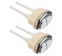 2 Pièces Bouton Poussoir Ovale pour Réservoir Wc, Double Commande | Plastique et Métal, Surface Lisse, Installation Simple, Usage Bureau Hôtel, Blanc