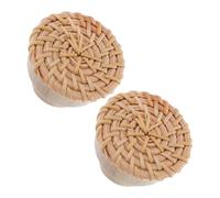 2 Pièces Boutons en Rotin Ronds, Bois, Style Bohème Chic | Remplacement de Boutons Cassés, Surfaces Lisses et Bords Doux, Vis, pour Table de Toilette et Armoire