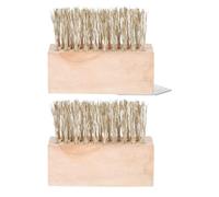 2 Pièces Brosse de Désherbage en Fil D'acier à Long Manche en Bois | Poils Denses Fermement Fixés, Nettoyage Pratique du Sol Pavés, Facile à Transporter pour Jardins Extérieurs