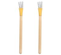2 Pièces Brosse Métallique Bois pour Argile, et Céramique Poignée | Acier et Bois, Prise Confortable, Nettoyage de Surface, pour Modelage et Sculpture de Polymère