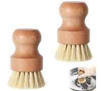 2 Pièces Brosse Vaisselle Bois, Rond Brosse a Champignon Brosses Legumes Multifonction Brosses Cuisine pour Laver Vaisselle, Casseroles, L'évier, Fruits, Légumes