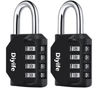 2 Pièces Cadenas Code 4 Chiffres Cadenas à Combinaison, Diyife Serrure Combinée Imperméabiliser, Métal étanche et Fermoir Combiné en Acier Plaqué, pour Gym,Écoles,Vestiaires,Casier (Noir)