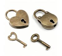 2 pièces Cadenas en forme de cœur/ours, style vintage couleur bronze, mini cadenas avec clés, cadenas avec clés, pour coffre au trésor, cahier, boîte en bois, journal intime Amour,Petit OursAlliage de