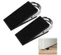 2 Pièces Cale de Porte Sol en Caoutchouc Haute Densité avec Poignée en Acier Inoxydable - Antidérapante Double Face, Solide et Portable, Pour Sécuriser Portes de Maison, Bureau, Hôtel et Entrepôt