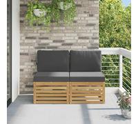 2 pièces Canapé de jardin central en bois d'acacia massif blanc, design moderne aveugle, canapé de jardin universel résistant aux intempéries, facile d'entretien, parfait