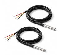 2 Pièces Capteur température pour DS18B20, Sonde pour DS18B20, Sonde Numérique Haute Précision -55°C à +125°C 3 Fils Waterproof Compatible Arduino Raspberry Pi IoT Domotique Extérieur Intérieur, 1M