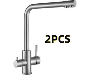 2 PIÈCES CECIPA Robinet de cuisine 3 voies, osmoseur 3 en 1, robinet de cuisine, robinet d'eau pure avec 2 manettes de commande séparées, finition brossée