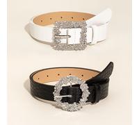 2 pièces Ceinture décorée de strass à motif embossé crocodile, élégante pour l'été, l'école, l'automne, Halloween 80,90,100Animal,GéométriquePolyuréthane