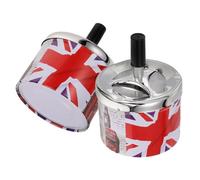 2 Pièces Cendrier Coupe-vent Rond en Acier Inoxydable Couvercle Rotatif | Mécanisme Poussoir, des Odeurs, Modèle Portable pour Balcon, Terrasse, Voiture, Fumeurs et Cendres de Cigare