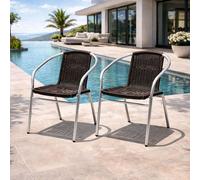 2 pièces Chaise de bistrot stable en aluminium / poly rotin empilable