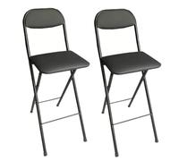 2 Pièces Chaise Pliante Tabouret Chaise Pliable Portable avec Sièges Rembourrés Petit Bar Haut Bureau Guitare Comptoir De Bureau Chaise Assise Pliante,Black-65cm 2piece