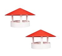 2 Pièces Chapeau de Cheminée Champignon en PVC, sans Outil | Protection Ventée pour Conduit, Surface Revêtue, Rouge ou Blanc, Usage Poêle à Bois et Foyer