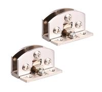 2 pièces Charnière de Porte en Verre sans Perçage pour Armoire et vitrine | Alliage de Zinc Argenté, Fixation à Angle Droit, Structure Robuste, Résistante à L’Humidité la Corrosion