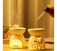 2 pièces Chauffe-bougie/chauffe-cire en céramique blanche avec cuillère à bougie. Convient pour l'aromathérapie, la fusion de bougies, le diffuseur d'huiles essentielles. Idéal pour la Saint-Valentin,