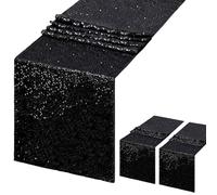 2 Pièces Chemin de Table Noir Paillette pour Noël Anniversaire Décoration