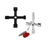 2 Pièces Clé Multifonction 4 Voies en Croix, Clef Triangle n Croix avec Têtes Triangle et Carrée Outil Polyvalent Clef Passe Partout Clés Carrées pour Armoires Electriques Compteur Électrique