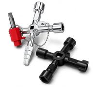2 Pièces Clé Universelle Multifonction 4 Voies Universelles 4 En 1 en Alliage de Zinc, Clé Multifonction en Croix, Clef Triangle pour Compteurs Eau/Gaz/Électricité, Armoires Techniques, Ascenseurs