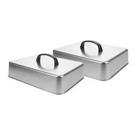 2 Pièces Cloche de Cuisson Rectangulaire Inox, Poignée Résistante | Fonte de Fromage et Vapeur, Finition Antiadhésive, Usage la Cuisine et Plaque Chauffante, Argenté