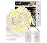 2 Pièces COB Ruban Bande Reglet LED Blanche 2m Detecteur de Mouvement Pile | 2200mAh, USB Strip Light Sans Fil, Autocollante, Lumiere Nuit Veilleuse Bandeau LEDs Pour Chambre TV Meuble Cuisine Interieur
