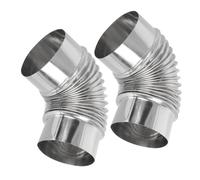 2 Pièces Conduit de Poêle à Bois Coudé 90 Degrés | Connecteur de Conduit de Cheminée, Corps Ondulé Réglable, Joint Étanche, pour Foyer et Tubage